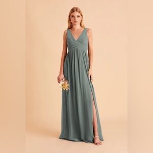 NWT Birdy Grey Laurie Empire Dress in Chiffon Sea Glass